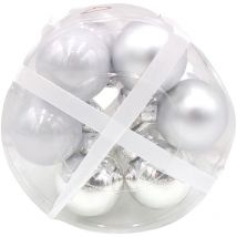 Weihnachtsbaumkugeln aus Glas 12er-Set 4cm Christbaumschmuck Weihnachtsdeko top - silber