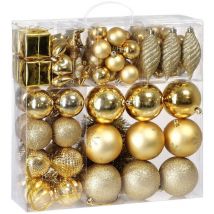 Deuba - casaria Weihnachtskugeln 103er Set Christbaumkugeln Weihnachtsbaumkugeln Weihnachtsbaumschmuck gold