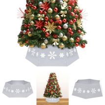 The Living Store Weihnachtsbaumrock Silbern und Weiß Ø68x25 cm - Weihnachtsbaumdecken - Silber