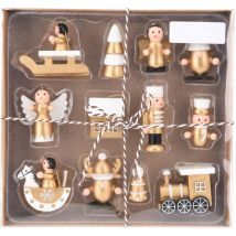 Weihnachtsbaumspielzeuge aus Holz, 12er-Set