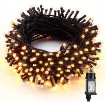 Weihnachtsbeleuchtung, 200 LEDs, elektrische Lichterkette für den Außenbereich, 20 m, warmweiß, grüner Draht, Innenbeleuchtung mit 8 Modi,