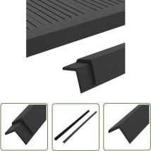 The Living Store Winkelleisten 5 Stk. wpc 170 cm Schwarz - Terrassenkantenschutz - Winkelprofil - Holz-Kunststoff Verbundwerkstoff - wpc - Wetterfest