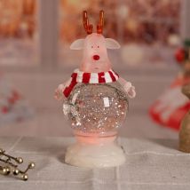 LED Weihnachtsdeko RGB Farbwechsel Schneekugel Rentier Effektleuchte Tischlampe, LxBxH 14x14x26 cm