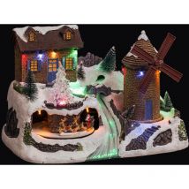 Fééric Lights – Weihnachtsdorf Windmühle mit LED-Beleuchtung – 17 LED-Leuchten – Innenbereich – Weihnachtsdekoration