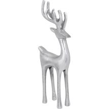 Silberne Rentierfigur – Weihnachtsdekoration – 14 x 6 x 35 cm – Aluminium – Elegante Weihnachtsfigur für festliche Stimmung