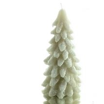 Decoris Weihnachtskerze Tannenbaum Hellgrau 16.5 cm - Wachs