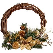 Krist+ - Weihnachtskranz de 30,48 cm Holz braun grün Kunststoff