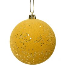 Weihnachtskugel aus kratzfestem Kunstpelz mit Pailletten, passend zur Farbe der Mütze, hellgold, 8cm x 8cm x 8cm x 8cm