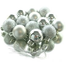 Amicasa - Weihnachtskugeln Silberfarben bruchfest ø 3 cm aus Kunststoff - 14er Set