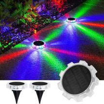 Weihnachtsstimmungslichter, festliche Atmosphäre, 2er-Pack wasserdichte Solar-Bodenlichter, 4 Modelle farbwechselnder LED-Bodenlichter für Terrasse,