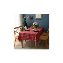 Tonchean - Weihnachtstischdecke, Weihnachtskarierte Tischdecke, Retro-Rechteck-Tischdecke, Baumwoll-Karierte Tischdecke, Dekorative Tischdecke für