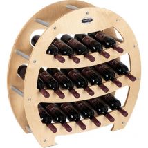 Weinregal aus Holz, Flaschenregal mit Ahorn‐Finish auf Rollen für Weinflaschen, made in italy, mod. Botte, B.18 L75 x P25 x H75