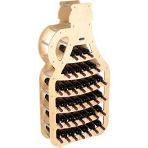 Weinregal aus Holz, Flaschenregal mit Ahorn-Finish auf Rollen für Weinflaschen, made in italy, mod. Fiasco, B.36 L75 x P25 x H150