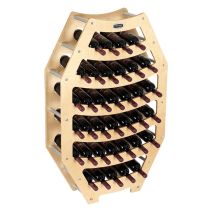 Weinregal aus Holz, Flaschenregal mit Ahorn‐Finish auf Rollen für Weinflaschen, MADE IN ITALY, mod. Ottagono, B.36 L75 x P25 x H120