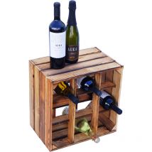 Weinregal geflammt für 9 Flaschen – 40 x 40 x 27 cm – Fachgröße: 12 x 12 cm – Kistenkolli Altes Land