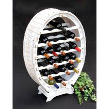 Weinregal Weiss Weinfass aus Holz für 24 Flaschen Vintage Shabby Chic Landhaus Bar Flaschenständer stehend Weinständer Fass - Dandibo