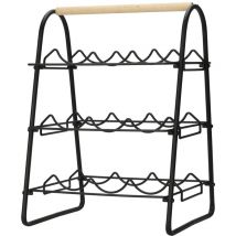 Weinregal für 9 Flaschen Metall Schwarz und Natur Home&Styling