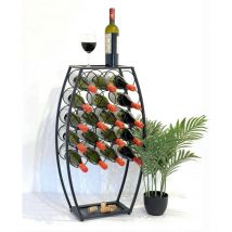 Dandibo - Weinregal Metall Schwarz Stehend 83 cm 96640 Weinständer für 18 Flaschen Dekorativer Weinflaschenhalter in Fass-Optik Flaschenregal mit