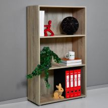 Bücherregal aus Holz für Büro und Schlafzimmer, Inneneinrichtung Made in Italy -3 Einlegeböden h 119 cm / Eiche