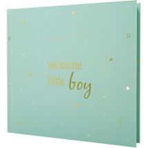 Welcome Little Boy Soft Pastel Blue Photo Album for Baby Shower or Christening by Happy Homewares Blue