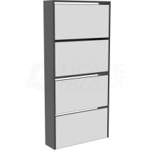 Welham 4 Drawer Mirrored Shoe Cabinet Hallway Storage Cupboard Stand, Black