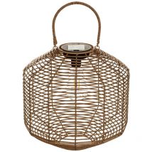 Welhome - Lampe solaire en rotin beige Ø30