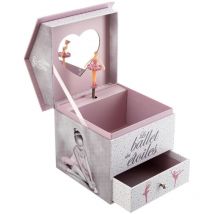 Wellhome - well home - Boîte à bijoux musicale avec boîte organisateur ballerine 14,3x14,2x16cm