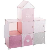 Well home - Colonne de rangement Château Etagère Rose 95,5x32x109cm