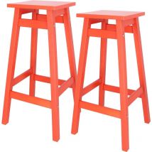 Lot de 2 tabourets laira en bois de pin H.70 cm coloris corail - Wellhome
