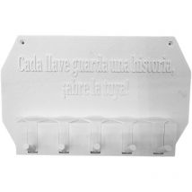 Wellhome - Well Home - Porte-clés mural 'Chaque clé garde une histoire, ouvrez la vôtre ' couleur Blanc