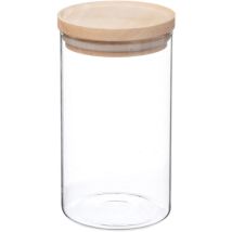 Well home - Pot en verre et bois, fermeture hermétique 1L