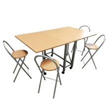 Well home - Set tavolo in legno 'Book' e 4 sgabelli