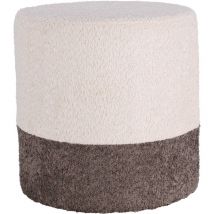 Tabouret boucle Ø35 cm en beige et gris foncé - Wellhome