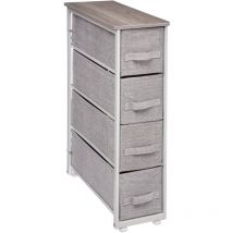 Wellhome - well home - Tour de Rangement 4 Tiroirs Gris Clair H.73,5 cm