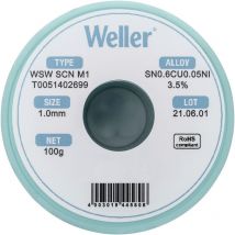 T0051402699 Lötzinn, bleifrei bleifrei, Spule Sn0,6Cu0,05Ni 100 g 1 mm - Weller