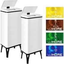 Well home mobiliario & decoración 2 poubelles intelligentes de 60 l avec étiquettes magnétiques, hauteur : 95,5 cm (x35,5 x 26), blanc - Blanc