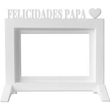 Wellhome - Porte-photo avec table ou mur congratulazioni papa 24x22,5x1,5 cm par photo 15x20 cm en bianco