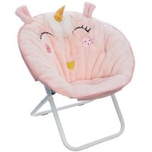 Well home - Fauteuil pliant Licorne, tissu rose