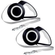 Lot de 2 laisses extensibles pour animaux de compagnie 16,3x9,2x3,9 cm - hearts&homies - noir et vert - Wellhome