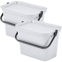 Wellhome Lot de 2 poubelles 5L - 27,5x17,6x18,58 cm avec poignée blanche - 'moda' - Blanc