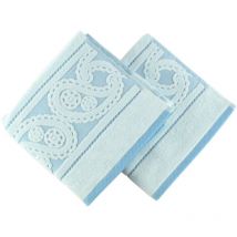 Lot de 2 serviettes de bain 50x90cm en coton Bleu - Wellhome