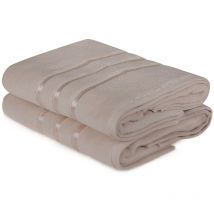 Lot de 2 serviettes de bain 70x140cm en coton jaune clair - Wellhome