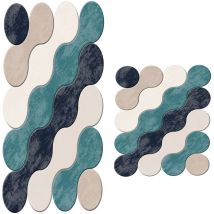 Wellhome - Lot de 2 tapis de salle de bain bleu, 1 pièce 50x60 - 1 pièce 60X100 cm - Bleu