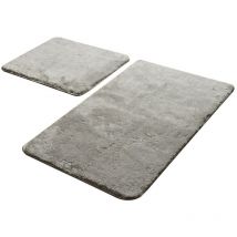 Wellhome - Lot de 2 tapis de salle de bain gris, 1 pièce 50x60 - 1 pièce 60X100 cm - Gris