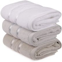 Lot de 3 serviettes de bain 50x90cm en coton Clair - Wellhome