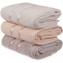 Lot de 3 serviettes de bain 50x90cm en coton jaune clair - Wellhome