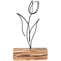 Wellhome - Objet déco style rose - 17x30x35 cm - Noir