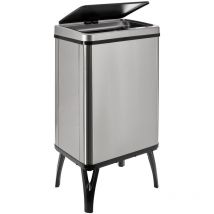 Well home mobiliario & decoración Poubelle intelligente avec ouverture automatique ou contact manuel de 40 l, 35,5 x 26 x 71,5 cm, couleur grise.