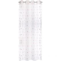 WELLHOME - Rideau enfant pompons blancs et roses
