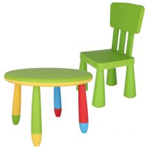 Wellhome - Table ronde et chaise enfant en plastique solide et résistant - Vert - Vert